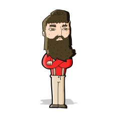 cartoon serious man with beard N8