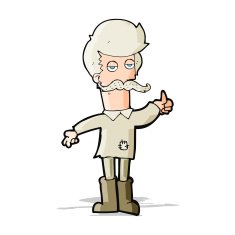 cartoon old man in poor clothes N4