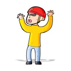 cartoon security man panicking N4