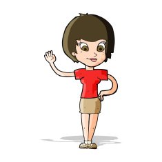 Cartoon Woman Waving N125