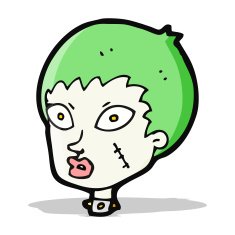 cartoon female zombie head N4