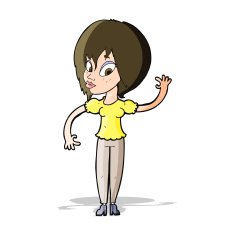 Cartoon Woman Waving N126