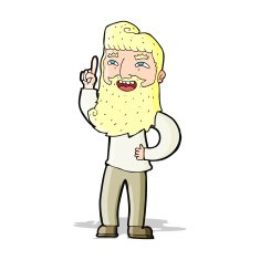 cartoon happy bearded man with idea N4