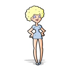 cartoon happy woman with hands on hips N6