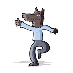 cartoon happy wolf man N6