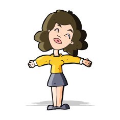 cartoon woman with open arms N38