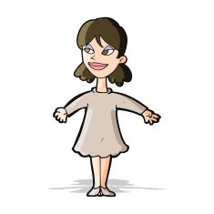 cartoon woman with open arms N39
