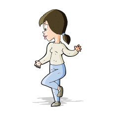 Cartoon Woman Waving N127