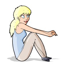 cartoon happy woman sitting N7