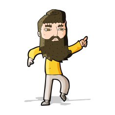 cartoon bearded man pointing the way N4