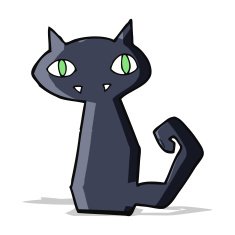 cartoon black cat N40