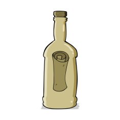 cartoon letter in a bottle N13