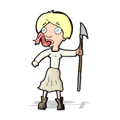 cartoon woman with spear sticking out tongue N4