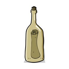 cartoon letter in a bottle N14