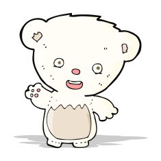 cartoon polar bearcub waving N3