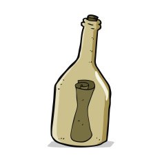 cartoon letter in a bottle N15