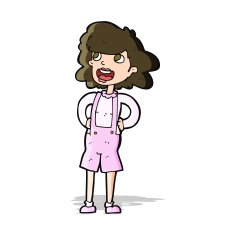 cartoon woman in dungarees N3