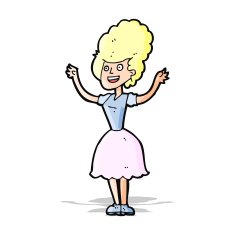 cartoon happy 1950's woman N4