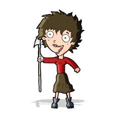 cartoon crazy woman with spear N5