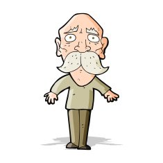 cartoon sad old man N10