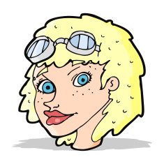 cartoon happy woman wearing aviator goggles N4