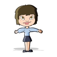 cartoon woman with open amrs N4