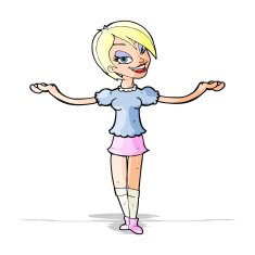 cartoon woman making open arm gesture N4