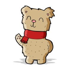 cartoon waving teddy bear N21