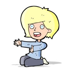 cartoon shocked woman on knees N3