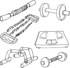 Exercising equipment collection in Black and White