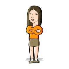 cartoon woman with folded arms N13