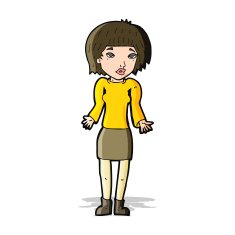 cartoon woman shrugging shoulders N191