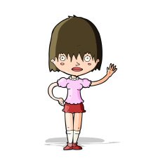 cartoon waving woman N57