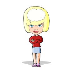 cartoon woman with folded arms imagining N4