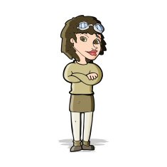 cartoon woman with crossed arms and safety goggles N4