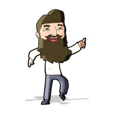 cartoon man with beard laughing and pointing N5