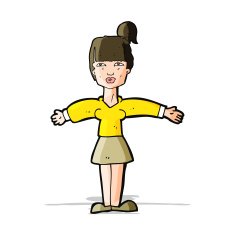 cartoon woman shrugging shoulders N193
