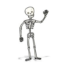 cartoon waving skeleton N4