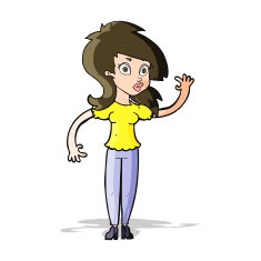 cartoon pretty woman waving N36