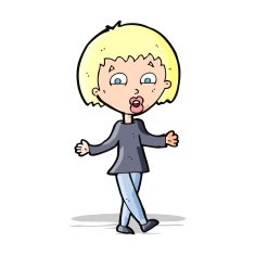cartoon woman shrugging shoulders N194