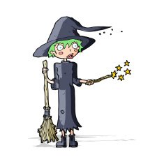 Cartoon Witch Casting Spell N11