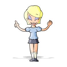 cartoon pretty girl with idea N9