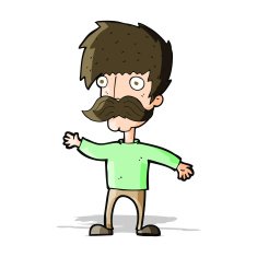 cartoon man with mustache waving N11