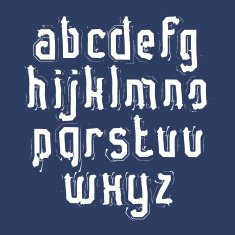 Handwritten white vector lowercase letters stylish letters set