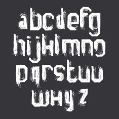 Lowercase white grunge brush letters hand-painted vector alphab