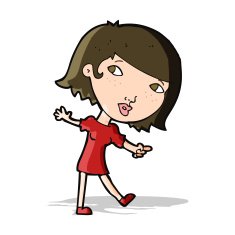 cartoon happy girl gesturing to follow N5