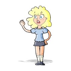 cartoon worried woman waving N9