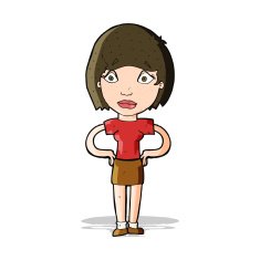 cartoon worried woman N33