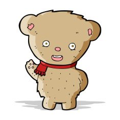 cartoon teddy bear waving N8