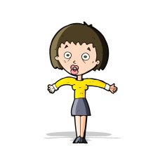 cartoon woman shrugging shoulders N195